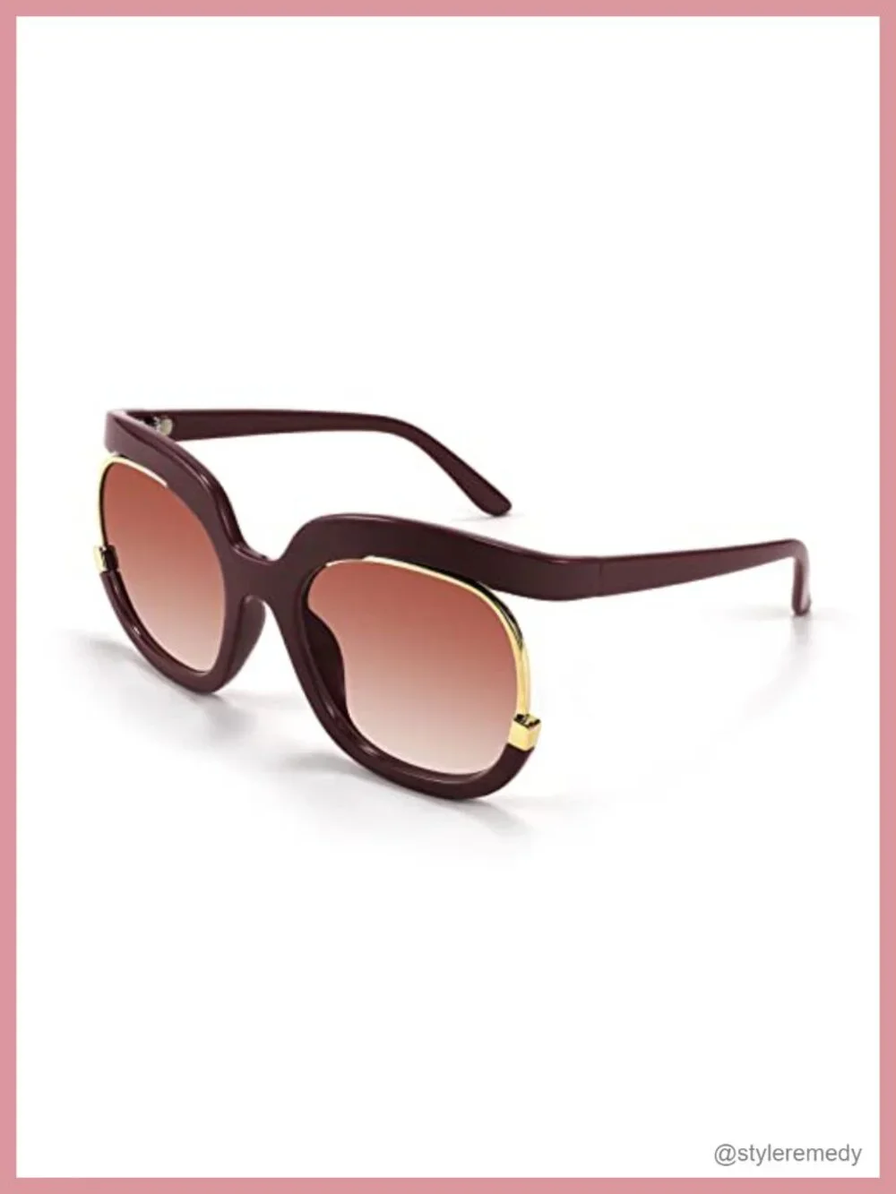 Retro Oversized Sunglasses UV400 Half-Metal Frame Women Wrap Around